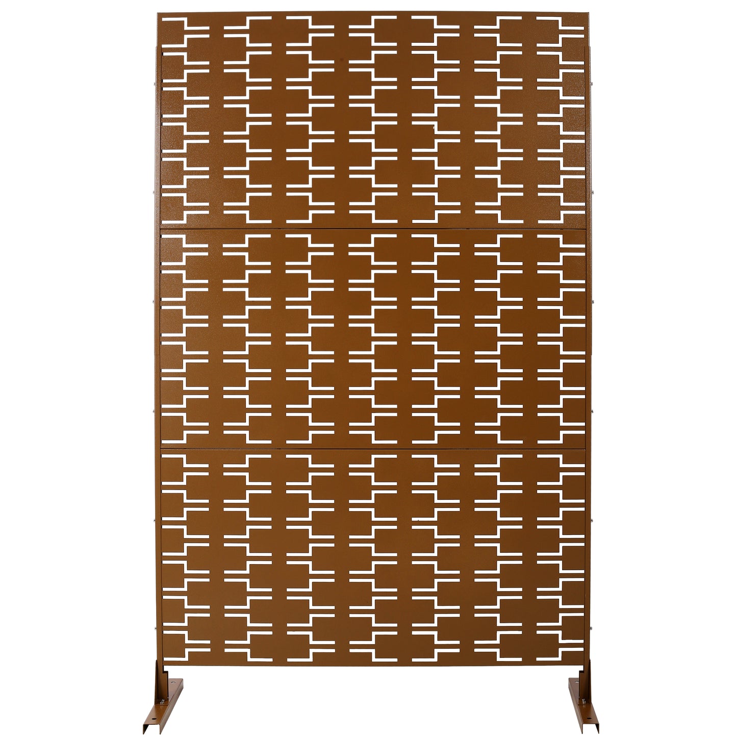 Outdoor & Indoor Privacy Screen Metal Privacy Screen 76' H×48' W, Freestanding Decorative Privacy Screen for Deck Balcony Patio, Privacy Fence Panels for Outside Lawn Garden PS112 BROWN HAMMERTONE