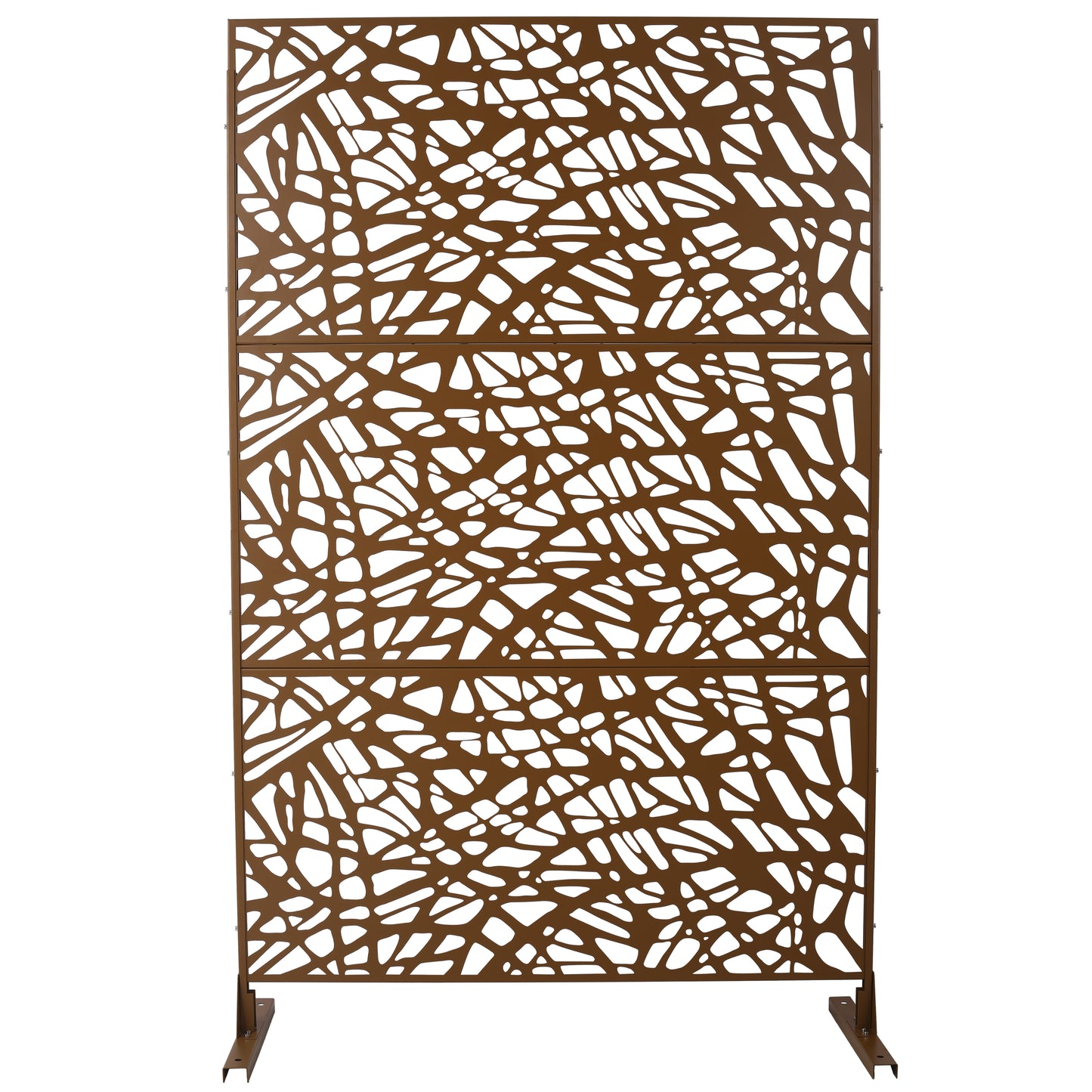Outdoor & Indoor Privacy Screen Metal Privacy Screen 76' H×48' W, Freestanding Decorative Privacy Screen for Deck Balcony Patio, Privacy Fence Panels for Outside Lawn Garden PS102 BROWN
