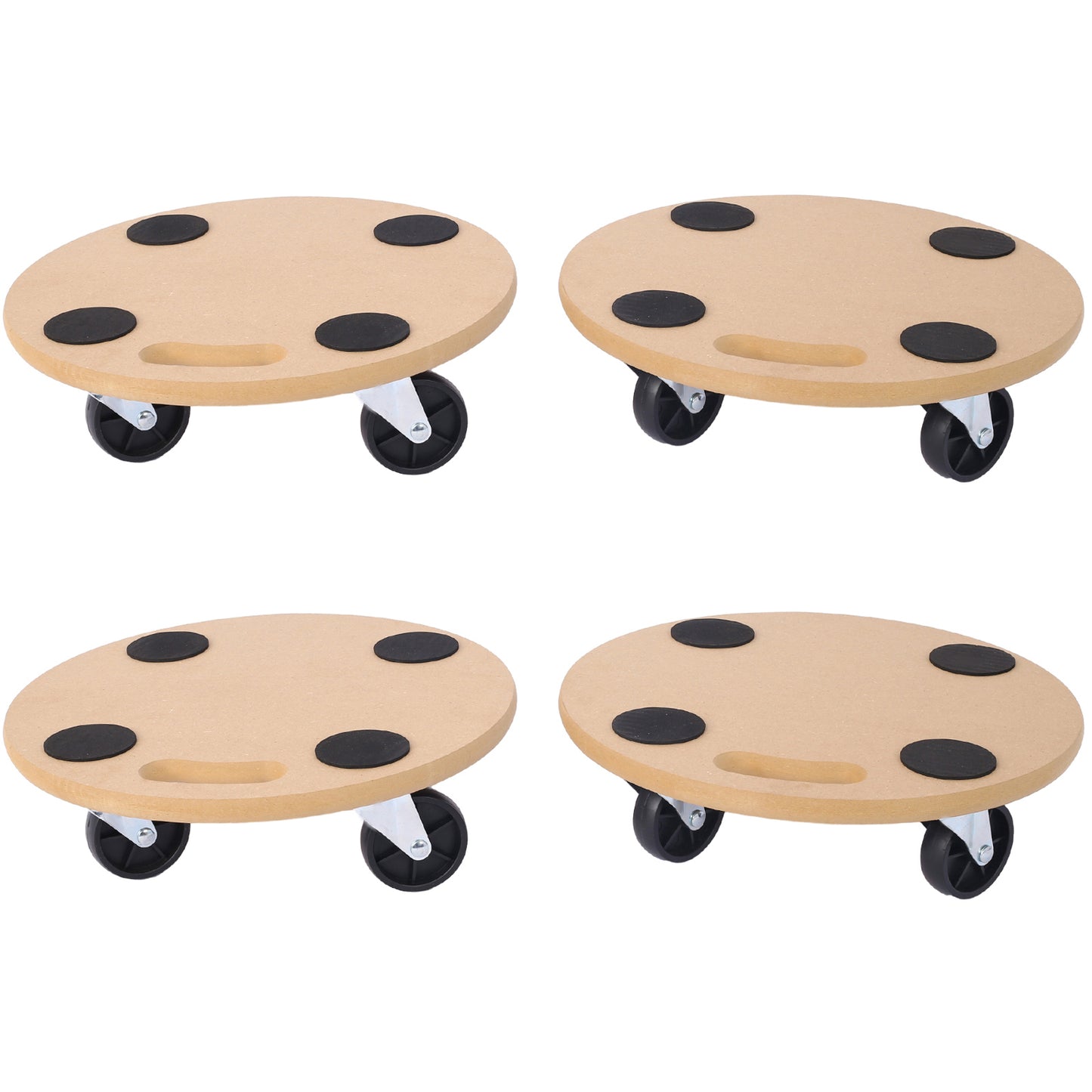 Furniture Moving Dolly, Heavy Duty Wood Rolling Mover with Wheels for Piano Couch Fridge Heavy Items, Securely Holds 500 Lbs (4pcs 15' Round Platform)