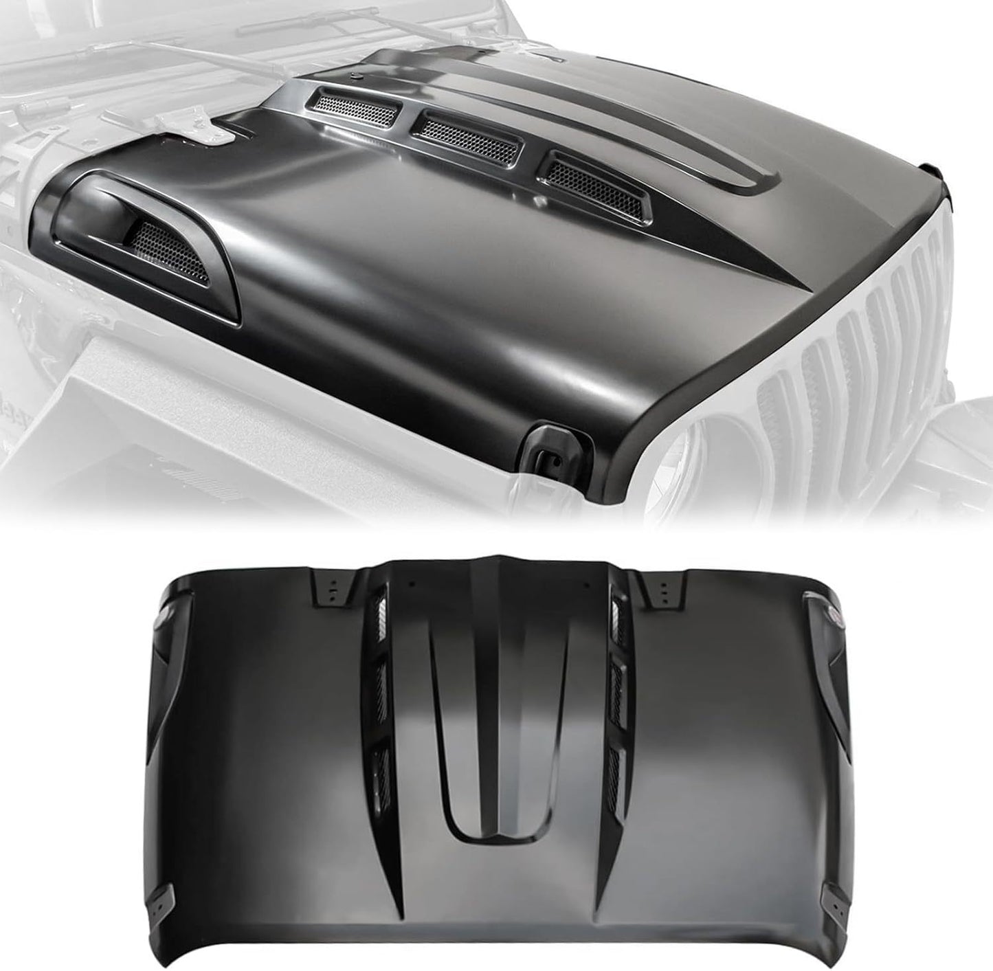 The Avenger Style Hood Compatible with 2018+Jeep Wrangler JL JLU&2020-2023 Gladiator JT(Not for Mojave&392 Model)