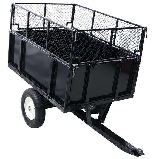 ATV Trailer Steel Dump Cart, 750lbs 22 Cubic Feet Utility Trailer Lawn Garden Trailer with Heavy Duty Tow Behind Carts and Removable Sides for Tractors, ATV, UTV, Lawn Mowers