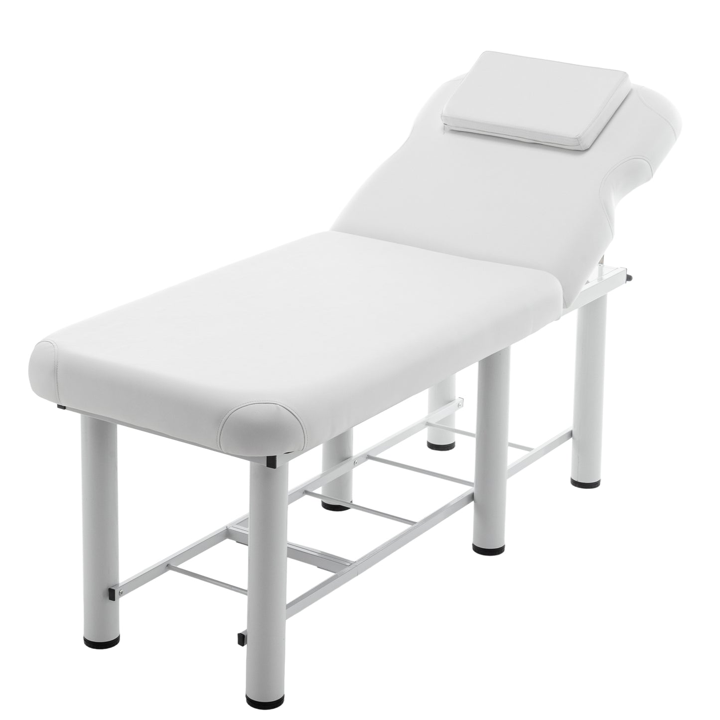 Professioanl Massage Table , Backrest Adjustable, Removable Headrest, Bottom Shelf Storage , Memory Foam Layer Salon Bed,White