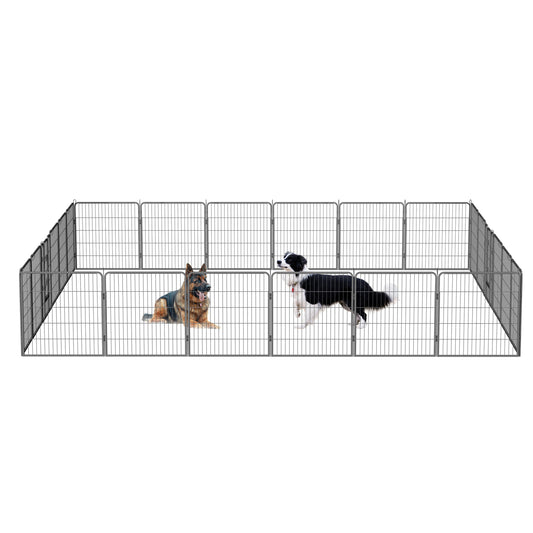 Dog Pens Outdoor 32' Height Foldable24 Panels Heavy Duty Metal Portable Dog Playpen Indoor Anti-Rust Exercise Dog Fence with Doors for Large/Medium/Small Pets Play Pen for RV Camping Yard