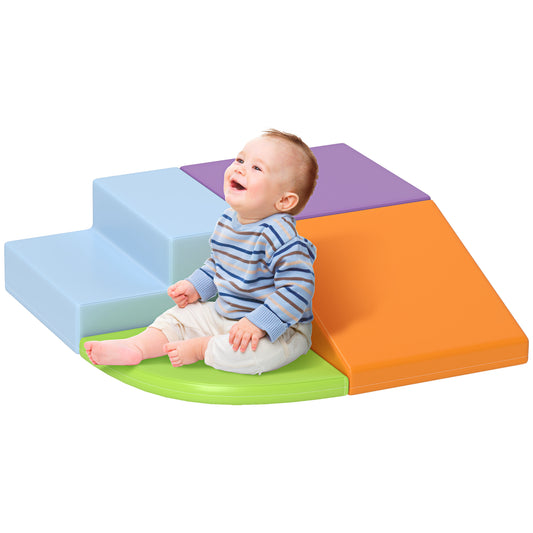 Foam Play Set for Toddlers and Children, Easy-to-clean 4 Piece Soft Indoor Climber & Safe Kids Climbing Set for Crawling or Sliding, Assorted