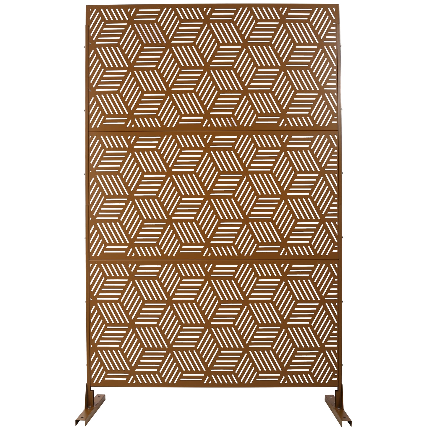 Outdoor & Indoor Privacy Screen Metal Privacy Screen 76' H×48' W, Freestanding Decorative Privacy Screen for Deck Balcony Patio, Privacy Fence Panels for Outside Lawn Garden PS116 BROWN