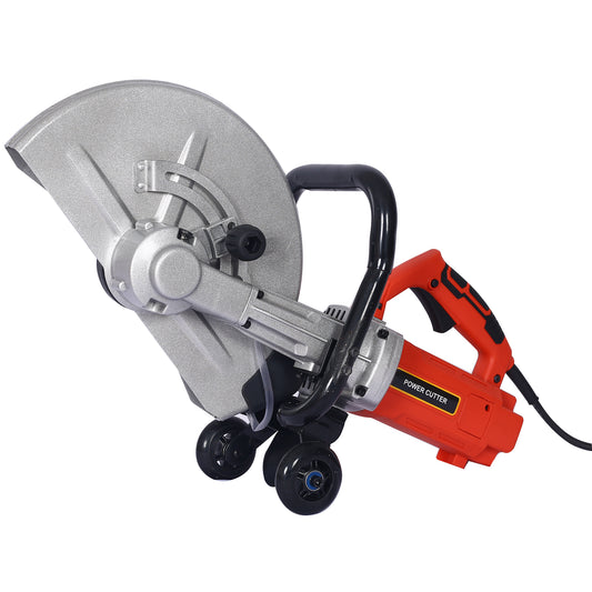Electric 14' Cut Off Saw Wet/Dry Concrete Saw Cutter Guide Roller with Water Line Attachment 3000w without blade