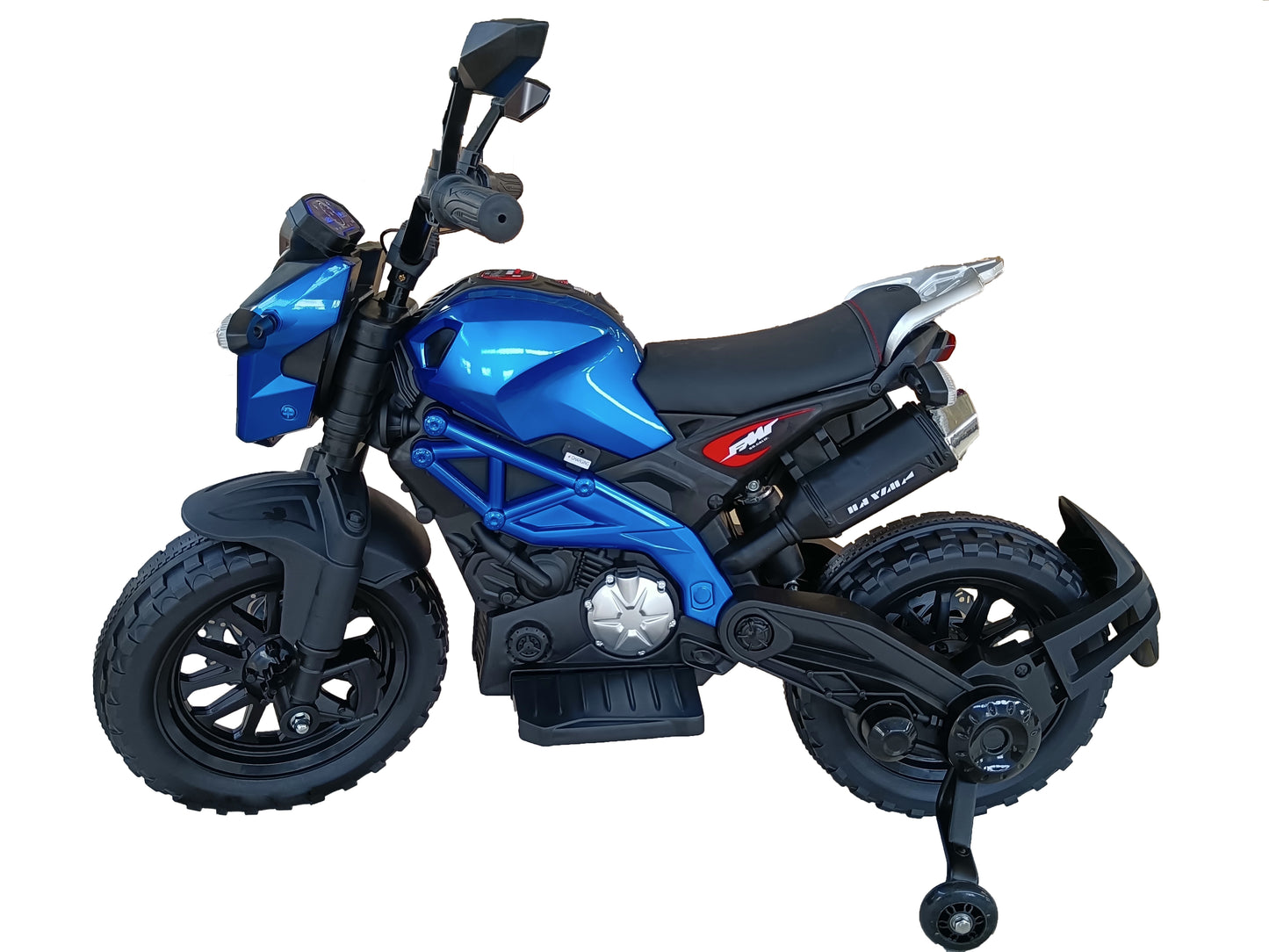 Electric Motorcycle for Kids, kids ride on motorcycle, 12V Electric Dirt Bike with Training Wheels, Hand Racing Foot Brake,PU seat, Ride on Motorcycle for 3~6 years Boys Girls gift