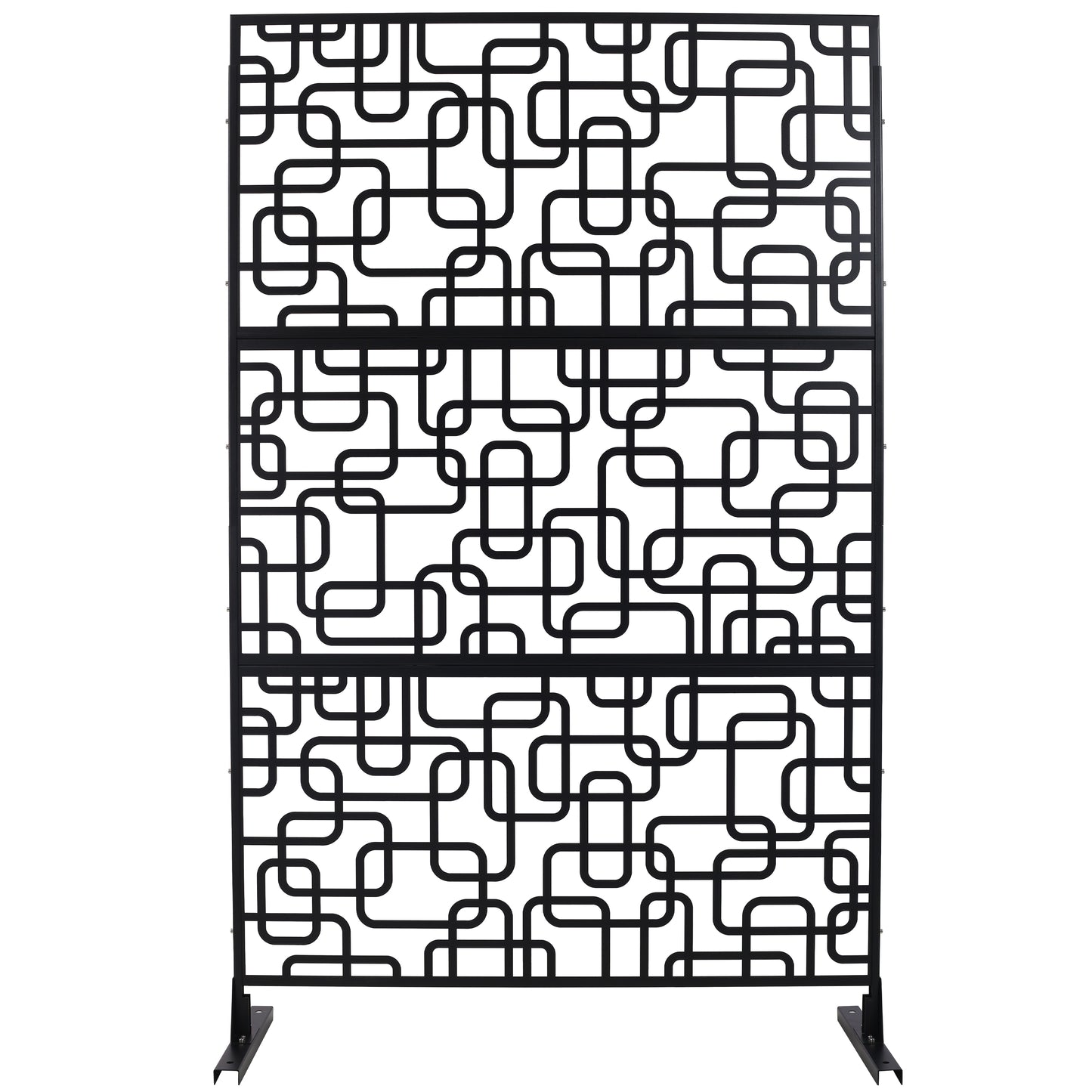 Outdoor & Indoor Privacy Screen Metal Privacy Screen 76' H×48' W, Freestanding Decorative Privacy Screen for Deck Balcony Patio, Privacy Fence Panels for Outside Lawn Garden PS114 BLACK