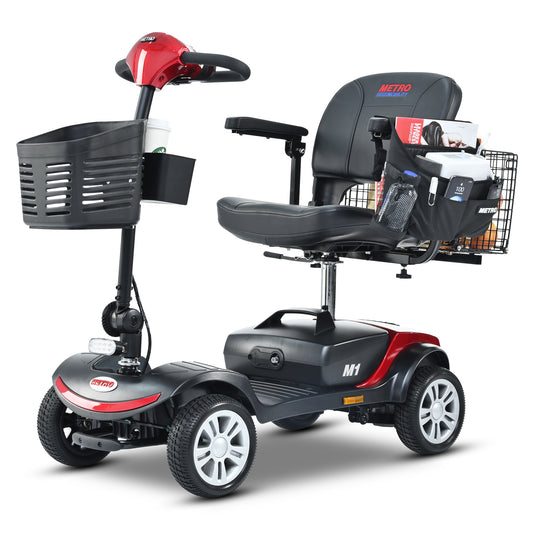 Four wheels Compact Travel Mobility Scooter with 300W Motor for Adult-300lbs, RED