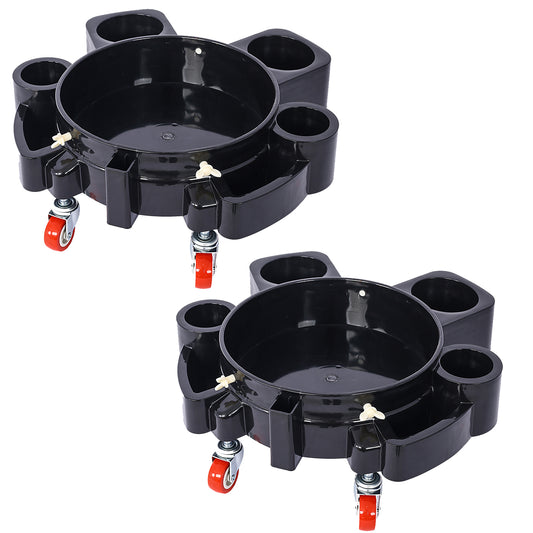 Bucket Dolly 5 Gallon Rolling Bucket Dolly with 5 Rolling Swivel Casters,Removable Bucket Dolly for Car Wash Professional Detailing for Car Washing Detailing Smoother Maneuvering 2pcs set