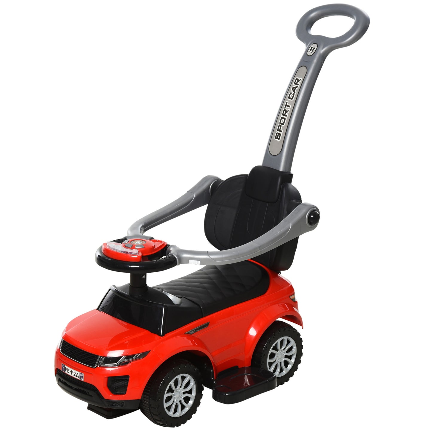 2 In 1 Push Cars for Toddlers Kid Ride on Push Car Stroller Sliding Car with Horn Music Light Function Secure Bar Ride on Toy for Boy Girl 1-3 Years Old Red