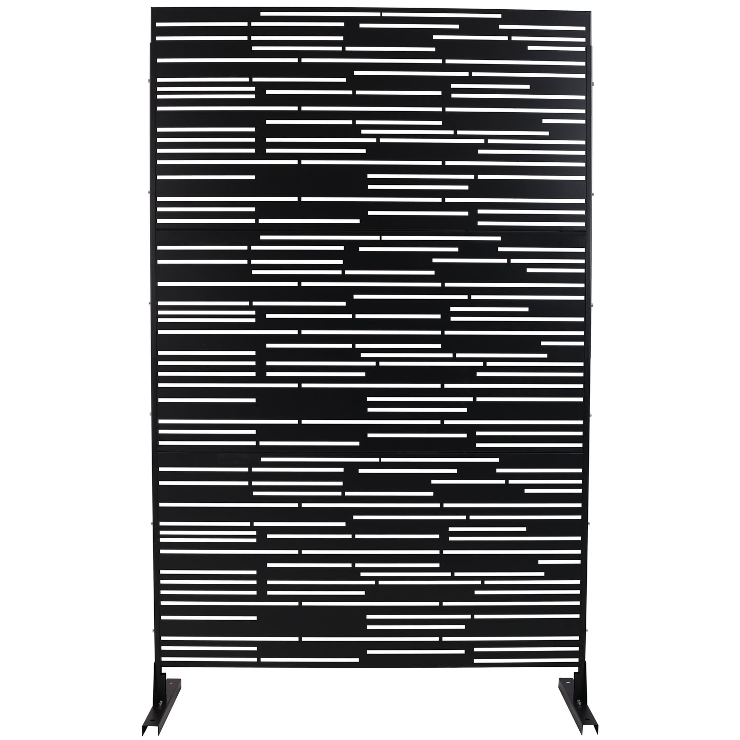 Outdoor & Indoor Privacy Screen Metal Privacy Screen 76' H×48' W, Freestanding Decorative Privacy Screen for Deck Balcony Patio, Privacy Fence Panels for Outside Lawn Garden PS108 BLACK