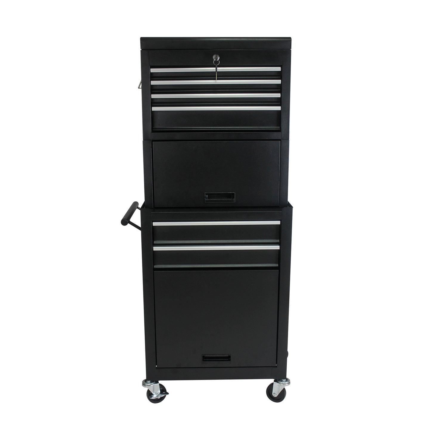 Tool Cabinet on Wheels, 6-Drawer Lockable Rolling Tool Chest w/ 4 Universal Wheels, 2 in 1 Detachable Tool Box Storage Organizer for Garage Workshop Repair Shop, Black