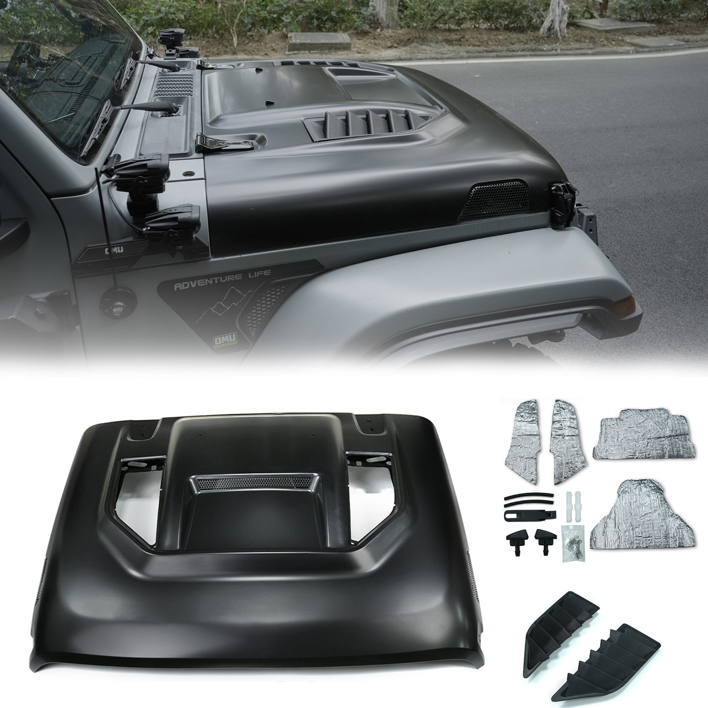 10th Anniversary Engine Hood For Jeep Wrangler JL 2018+ and Jeep Gladiator JT 2018+ ( not fit for JL 392 and JT Mojave )