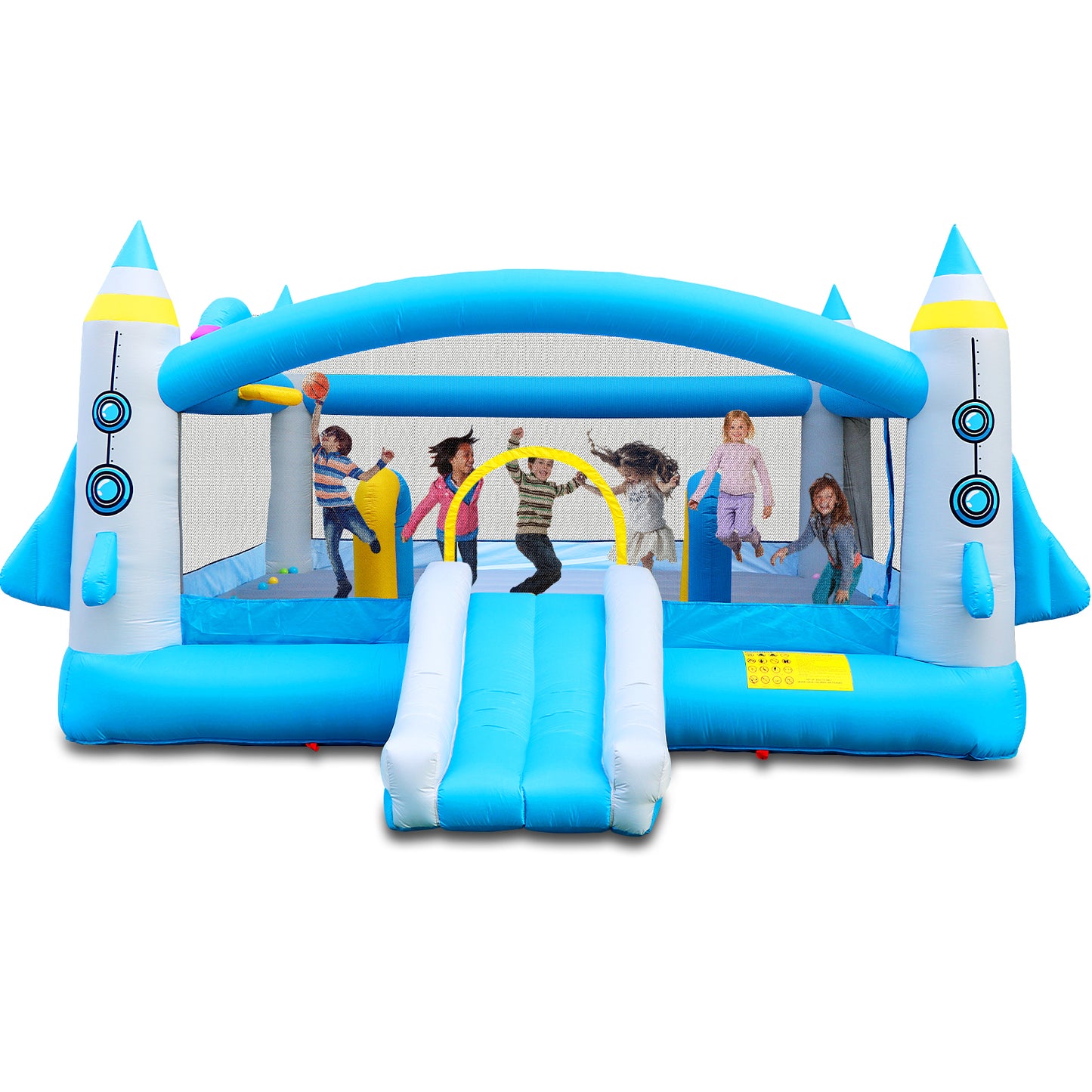 Multifunctional Jump 'n Slide Inflatable Bouncer for Kids Complete Setup with Blower - 198' x 180' Play Area - 96' Tall