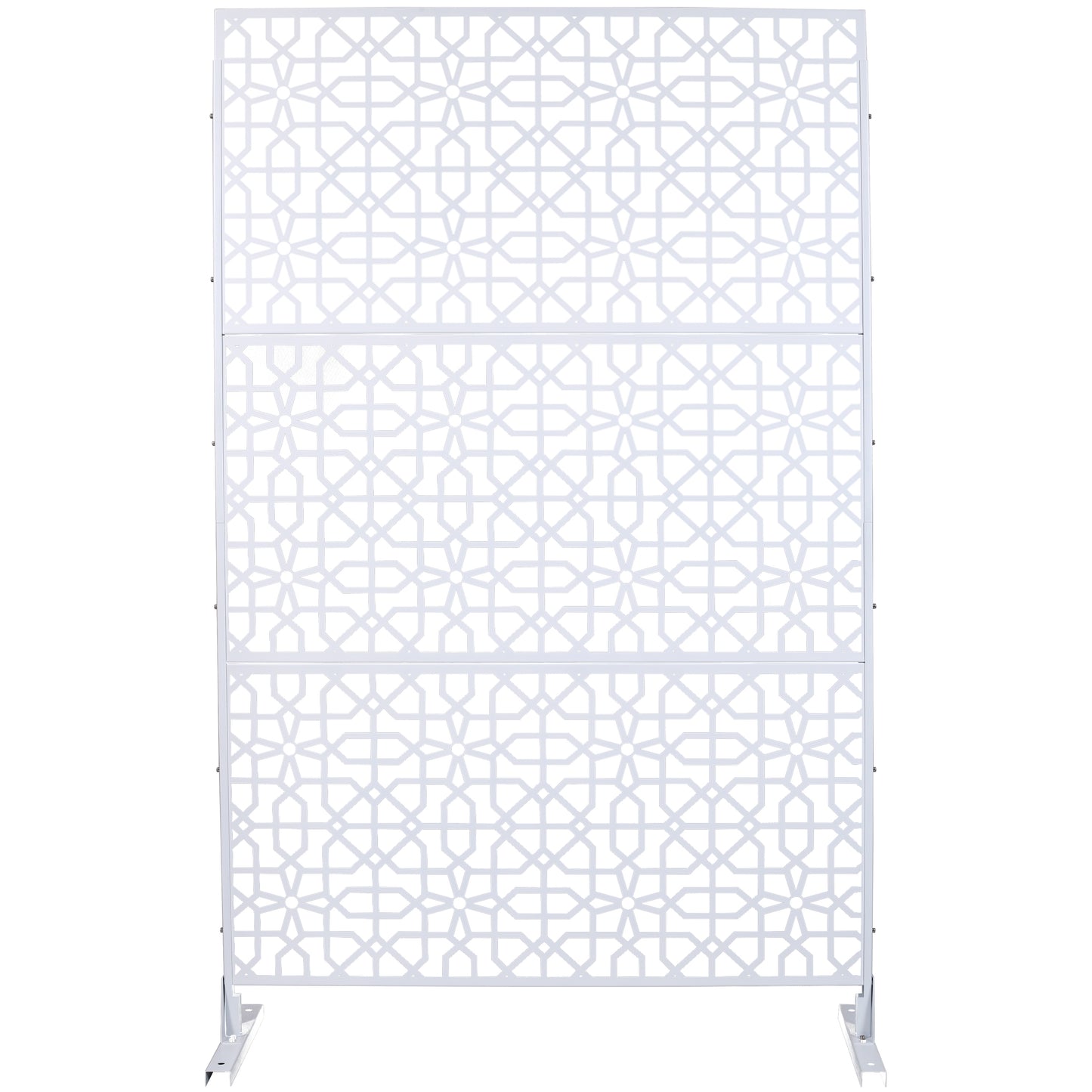 Outdoor & Indoor Privacy Screen Metal Privacy Screen 76' H×48' W, Freestanding Decorative Privacy Screen for Deck Balcony Patio, Privacy Fence Panels for Outside Lawn Garden PS106 WHITE
