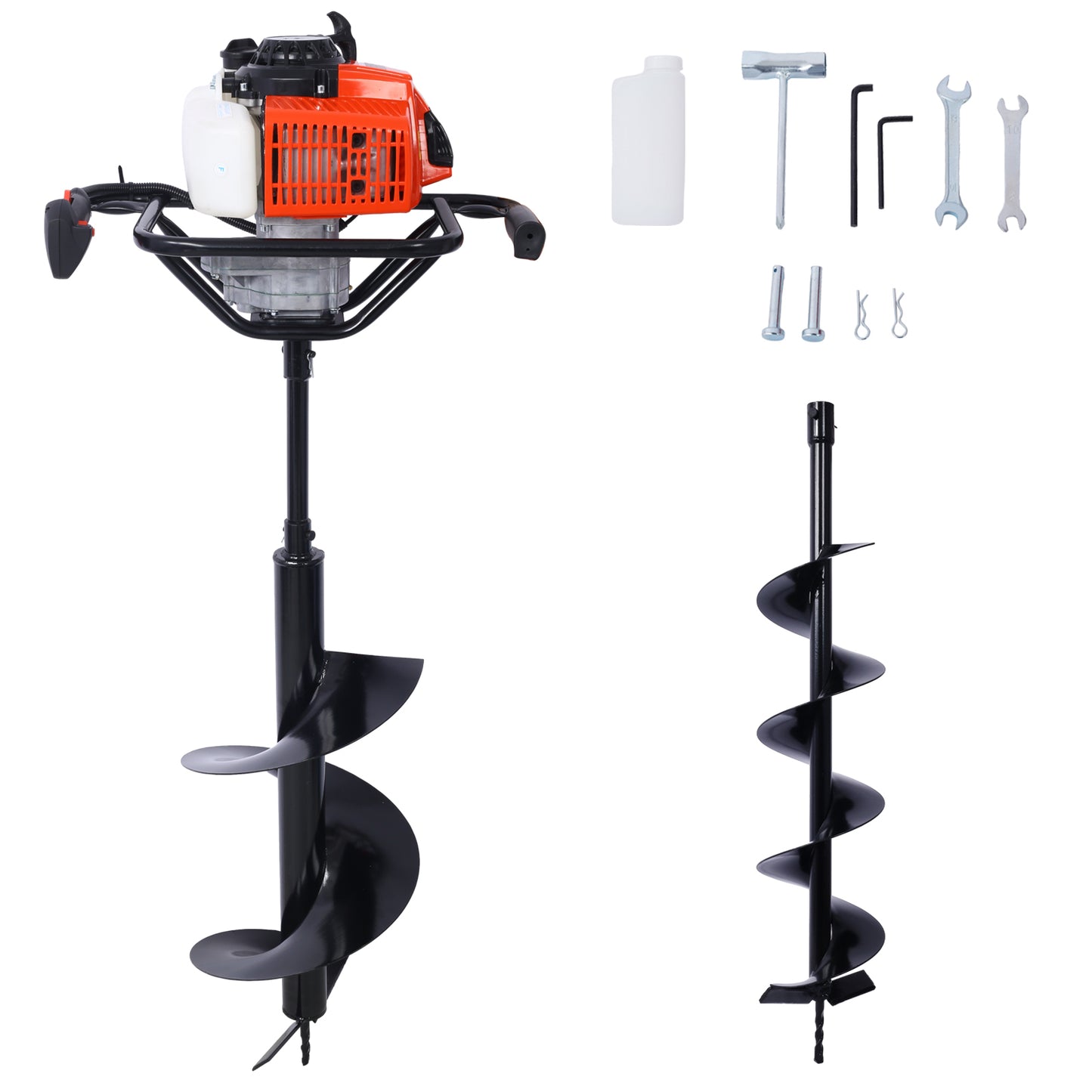 2.7HP Post Hole Digger 63cc Gas-Powered 2-Stroke Auger Digging Drill Shaft Size 3/4' ,EPA certificated with L6'+L10' DRILL BITS