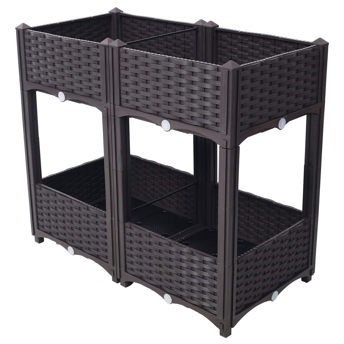 Planter Raised Beds - Elevated Planter Garden Box with Drainage Plug Raised Garden Beds for Vegetable/Flower/Herb Outdoor Standing Planter Beds Gardening Kit,Brown,31.5'x15.7'x27.7'