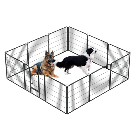 Dog Pens Outdoor 32' Height Foldable 12 Panels Heavy Duty Metal Portable Dog Playpen Indoor Anti-Rust Exercise Dog Fence with Doors for Large/Medium/Small Pets Play Pen for RV Camping Yard