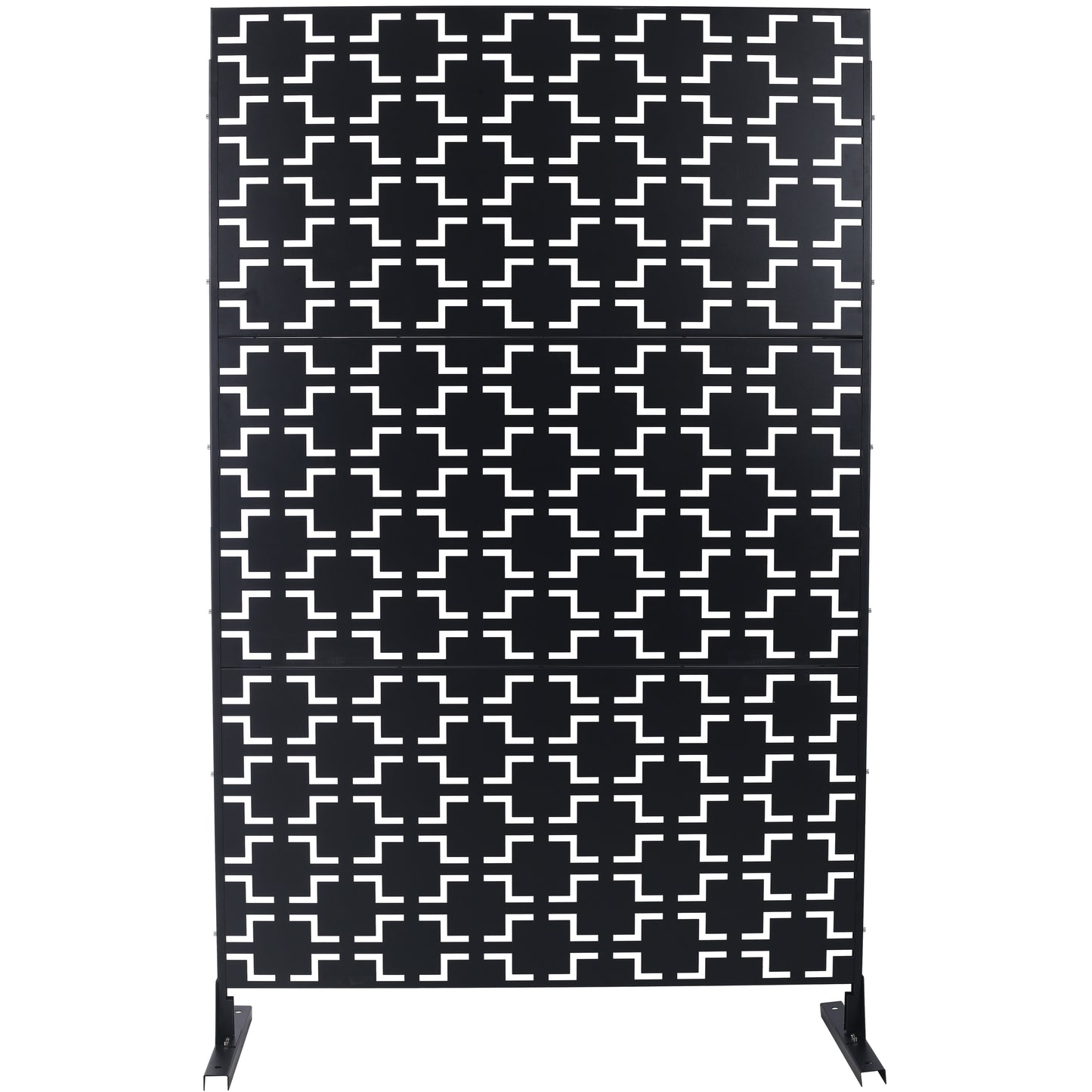 Outdoor & Indoor Privacy Screen Metal Privacy Screen 76' H×48' W, Freestanding Decorative Privacy Screen for Deck Balcony Patio, Privacy Fence Panels for Outside Lawn Garden PS105 BLACK