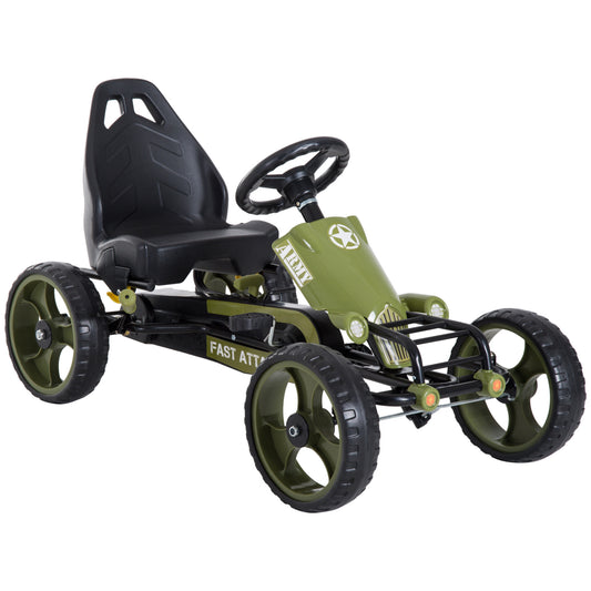 Go Kart for Kids, Pedal, Go Kart with Adjustable Seat, EVA Wheels, Forward, Backward, Ride on Car for Boys and Girls 3-6 Years Old, Green