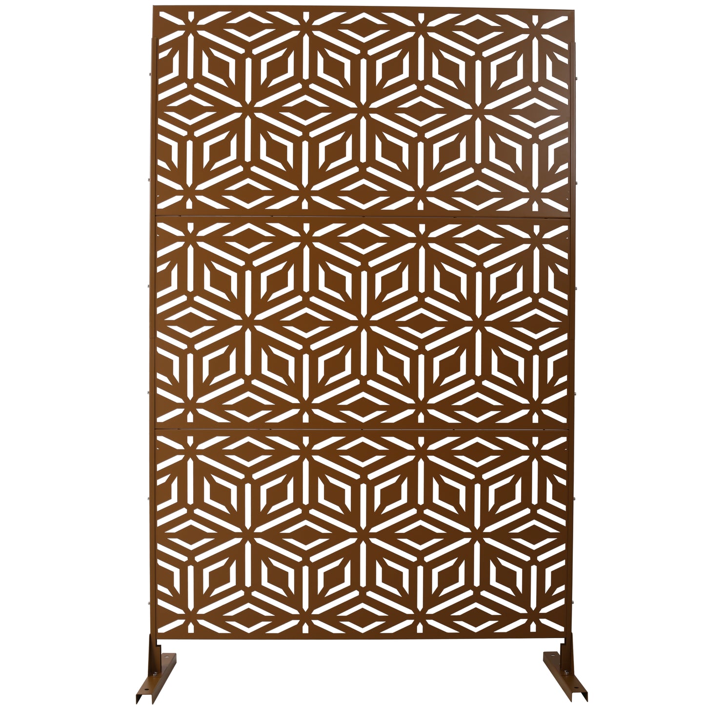 Outdoor & Indoor Privacy Screen Metal Privacy Screen 76' H×48' W, Freestanding Decorative Privacy Screen for Deck Balcony Patio, Privacy Fence Panels for Outside Lawn Garden PS115 BROWN