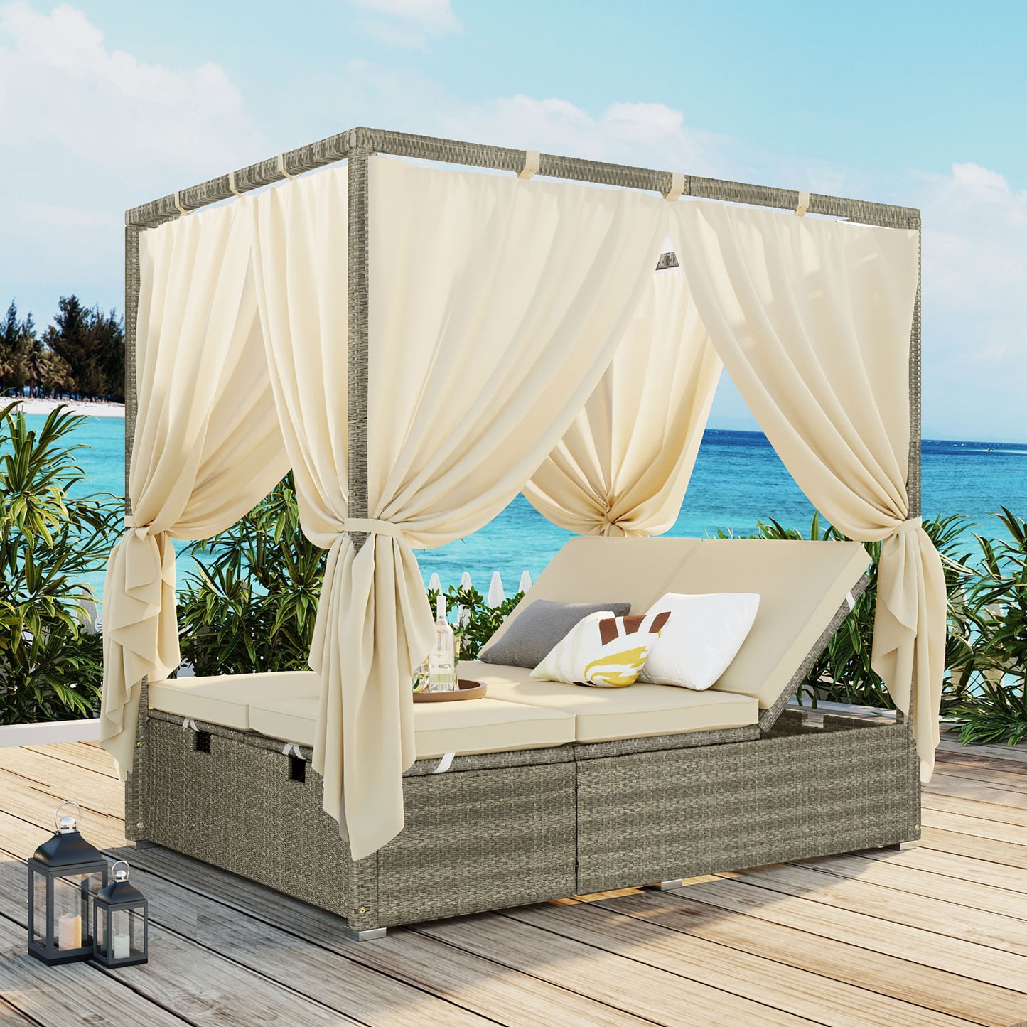 Adjustable Sun Bed With Curtain,High Comfort,With 3 Colors (old sku:WY000312AAA)