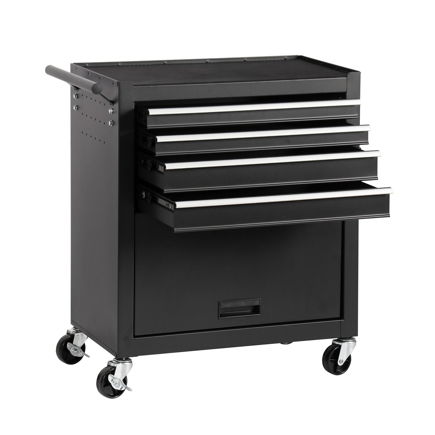 4-Drawer Rolling Tool Chest, Cabinet with 4 Wheels Tool Chest with Drawers, Suitable for Garages, Warehouses, Workshops, Repair Shops, Black