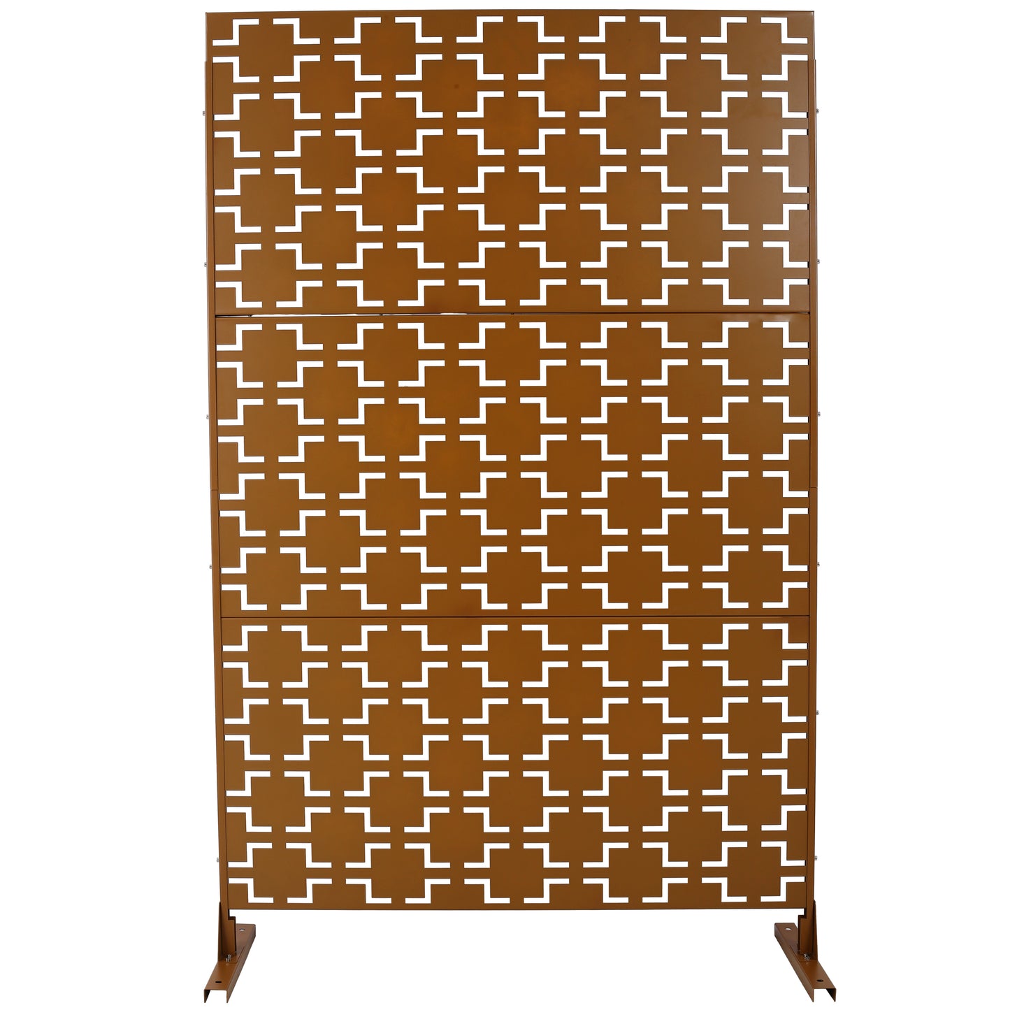 Outdoor & Indoor Privacy Screen Metal Privacy Screen 76' H×48' W, Freestanding Decorative Privacy Screen for Deck Balcony Patio, Privacy Fence Panels for Outside Lawn Garden PS105 BROWN