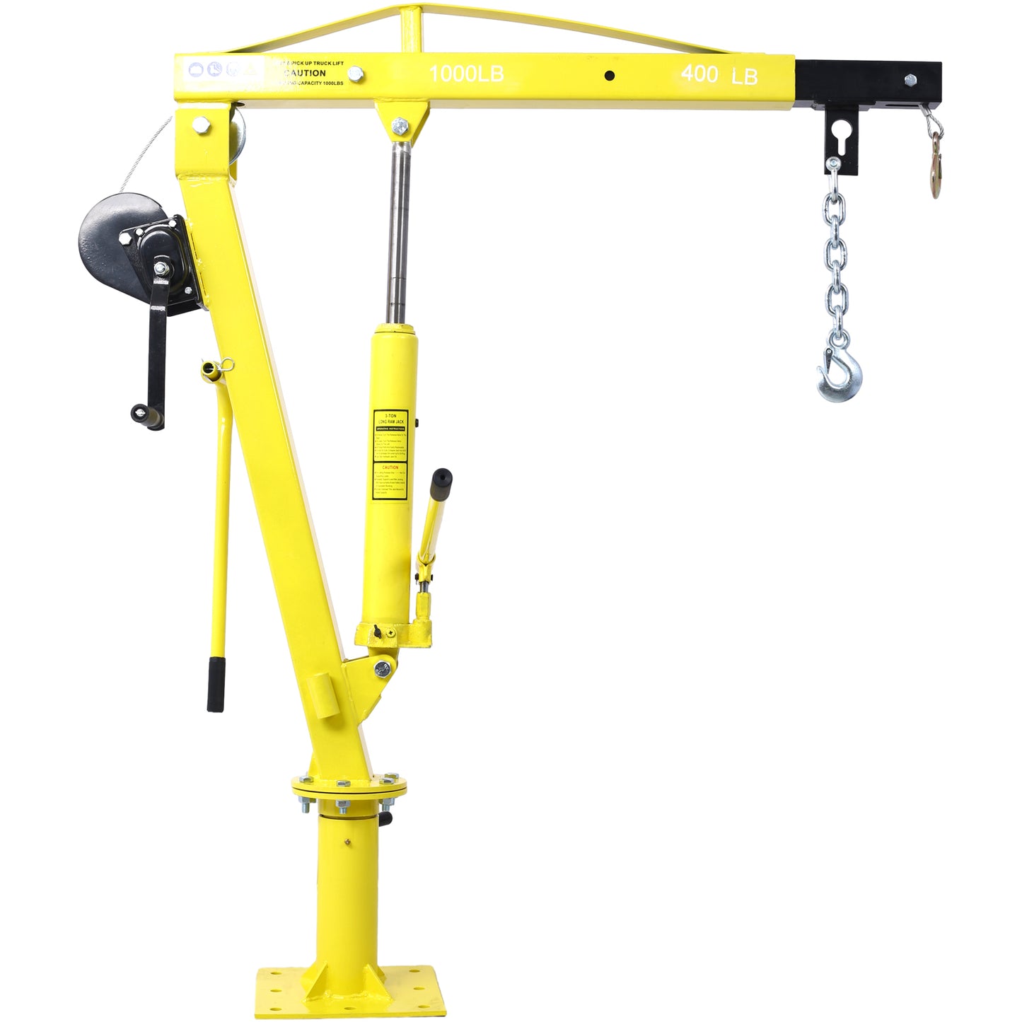 Hydraulic Pickup Truck Crane with Hand Winch , Pickup Truck Bed Hoist Jib Crane- 1000-Lb. Capacity