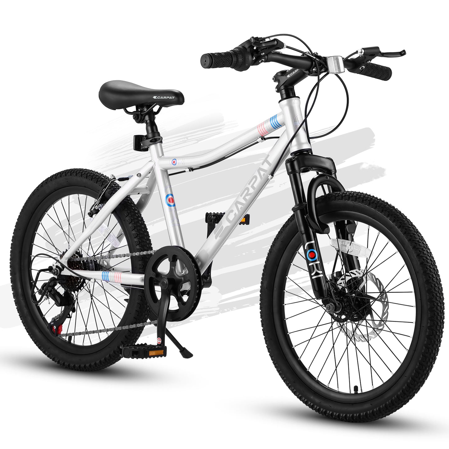 S20101 20 Inch Kids' Bike, Boys Girls Mountain Bike Ages 8-12, 7 Speed Teenager Children Kids' Bicycles, Front Suspension Disc Brake Rear V-Brake, High Steel Frame