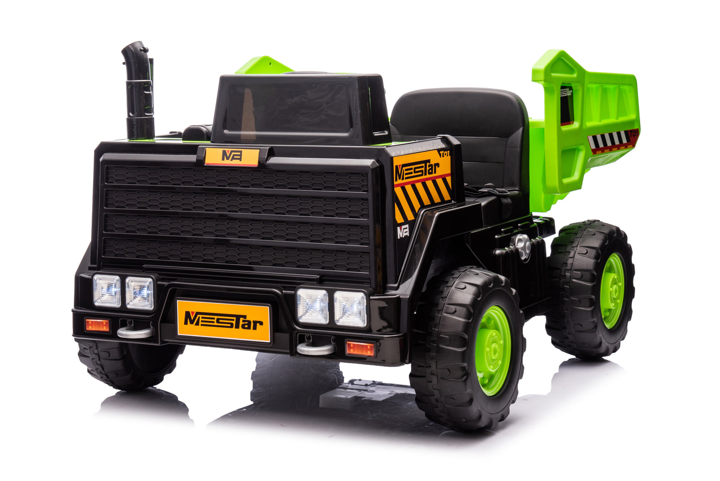 24V Electric Kid Ride On Car with Remote Control, 2 Seater 24' Wideth Ride on Engineering Vehicles for Kids, Battery Powered Kids Ride on Car Green, 4 Wheels Vehicles Children Toys, LED Headlights