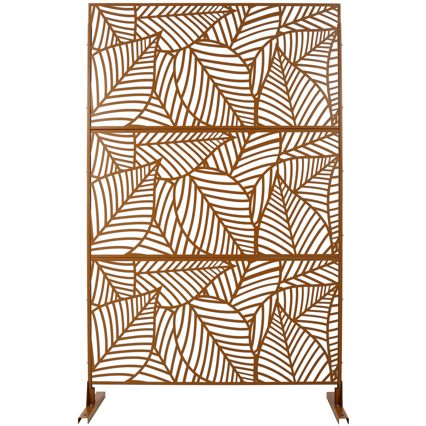 Outdoor & Indoor Privacy Screen Metal Privacy Screen 76' H×48' W, Freestanding Decorative Privacy Screen for Deck Balcony Patio, Privacy Fence Panels for Outside Lawn Garden PS111 BROWN