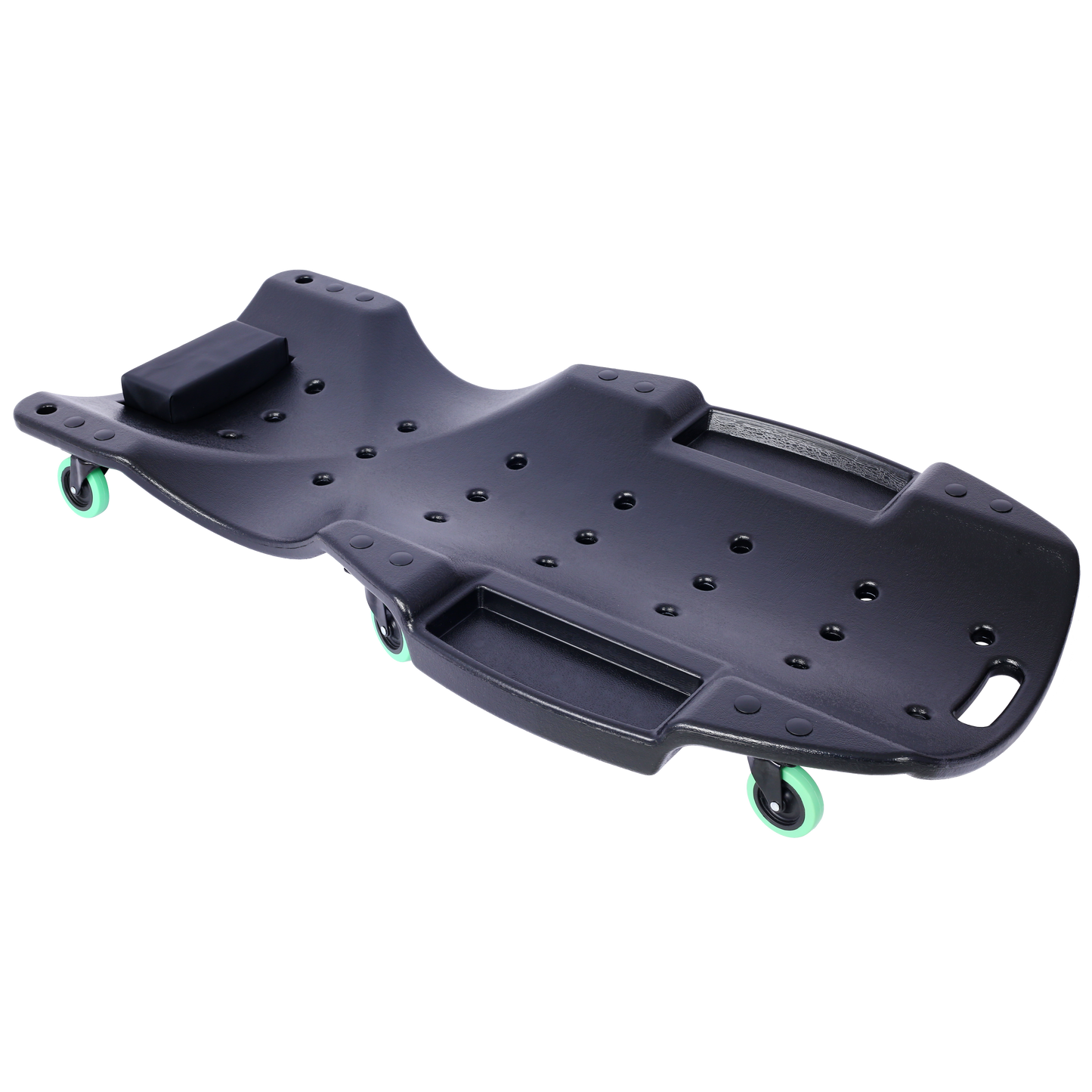 Plastic Creeper 48 Inch - Blow Molded Ergonomic HDPE Body with Padded Headrest & Dual Tool Trays - 440 Lbs Capacity BLACK