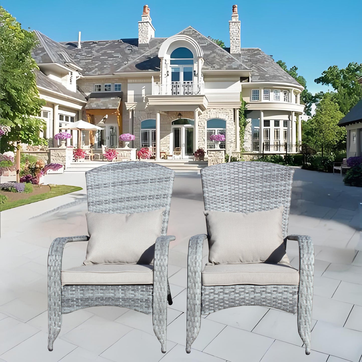 Patio Chair with Cushions( Grey Cushion)