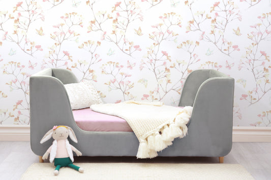 Bodhi Upholstered Toddler Bed in Grey