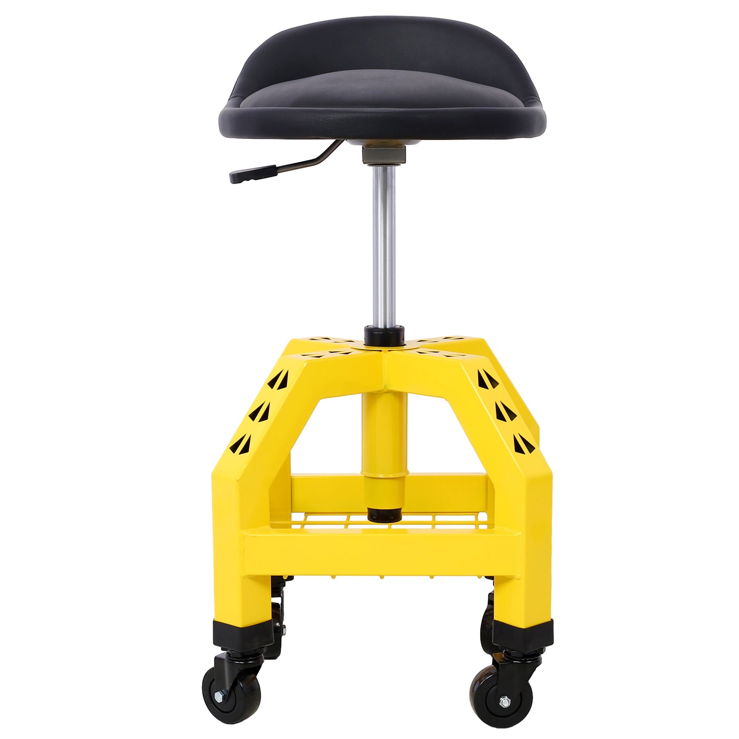 Pneumatic 360 Degree Swivel Stool, Mechanics Rolling Creeper Seat, Heavy Duty Rolling Mechanics Stool, Shop Stool with Casters yellow
