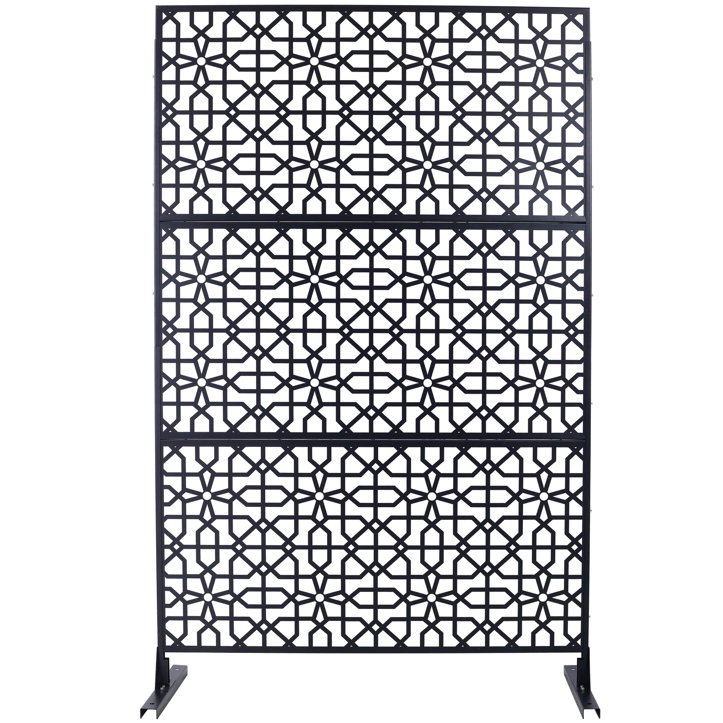 Outdoor & Indoor Privacy Screen Metal Privacy Screen 76' H×48' W, Freestanding Decorative Privacy Screen for Deck Balcony Patio, Privacy Fence Panels for Outside Lawn Garden PS106 BLACK