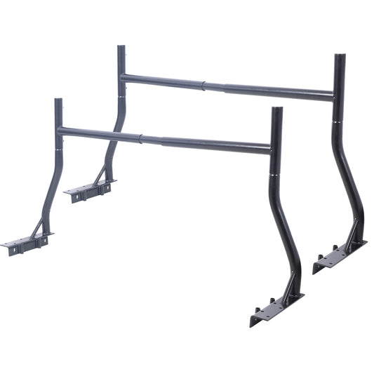 800Ibs Capacity Extendable Steel Pick-Up Truck Ladder Rack Two-bar Set - Black