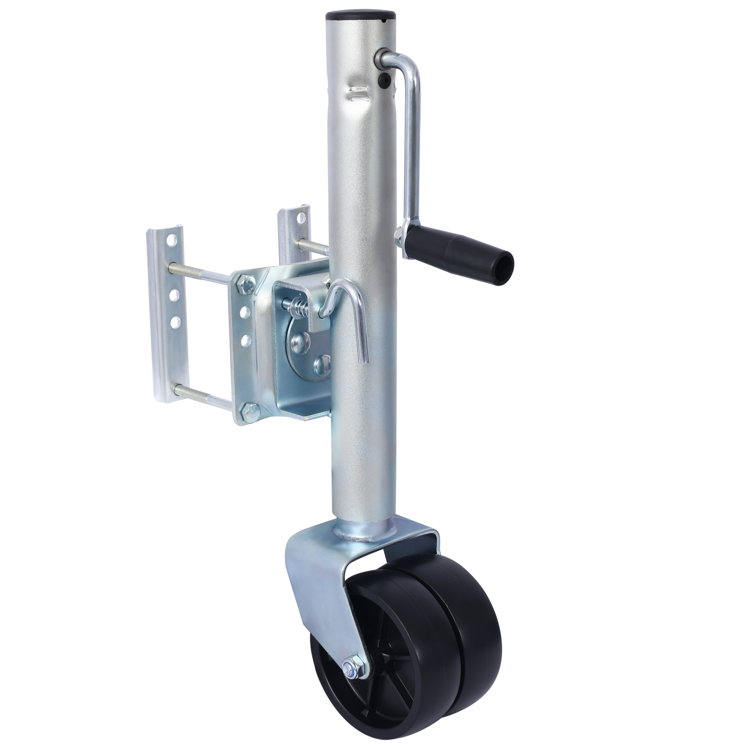 1500lbs Trailer Jack with Double Wheel, Adjustable 12' Lift Travel, Boat On for Boat RV Utility, Swivel Tongue Towing Dual Wheel