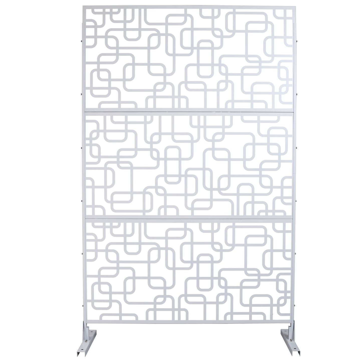 Outdoor & Indoor Privacy Screen Metal Privacy Screen 76' H×48' W, Freestanding Decorative Privacy Screen for Deck Balcony Patio, Privacy Fence Panels for Outside Lawn Garden PS114 WHITE