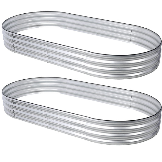 Galvanized Planter Bed,Galvanized Raised Garden Bed Kit, Galvanized Planter Raised Garden Boxes Outdoor, Oval Large Metal Raised Garden Beds for Vegetables,8*4*1 ft 2pcs