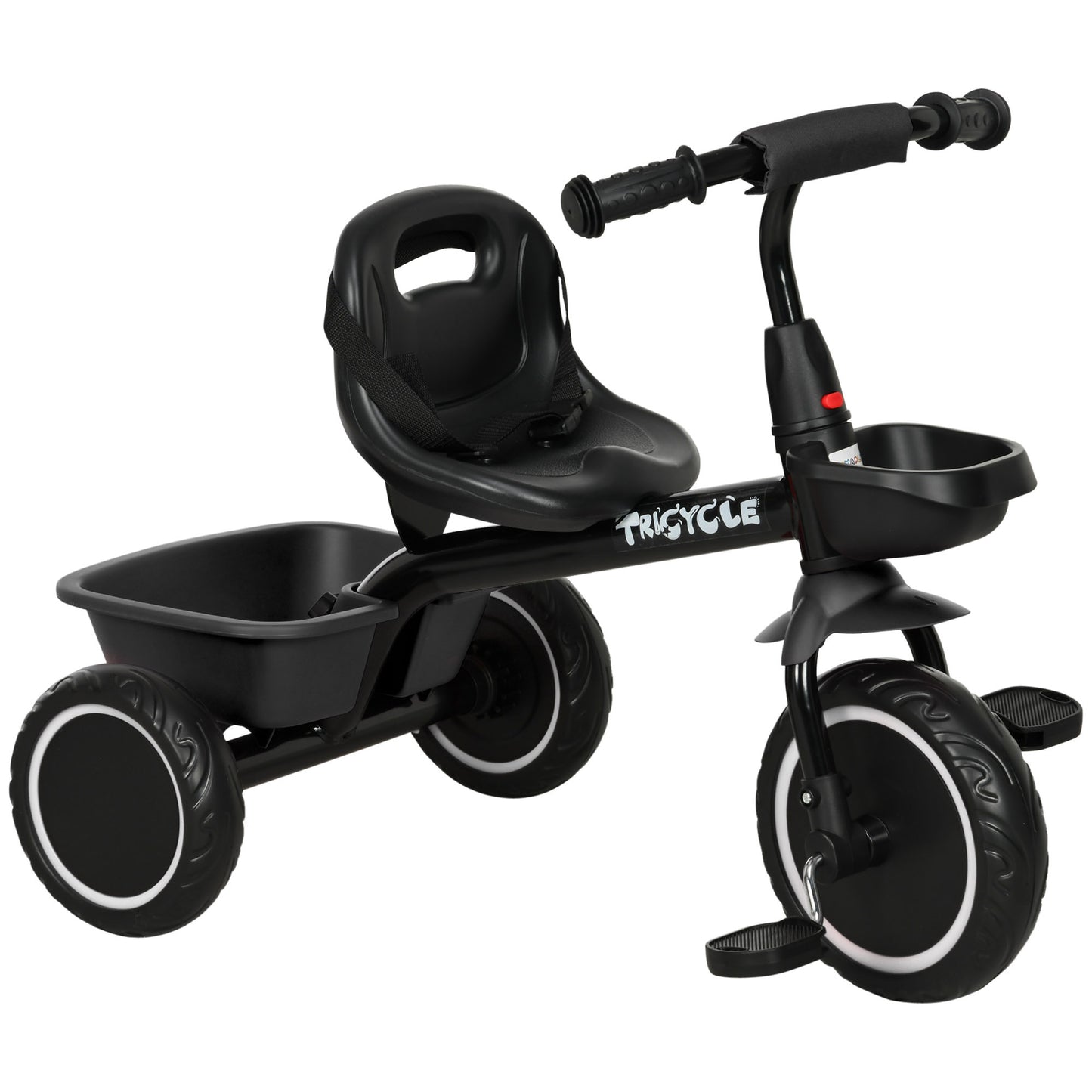 Tricycle for Toddlers Age 2-5 with Adjustable Seat, Toddler Bike with Storage Baskets for Girls and Boys, Black