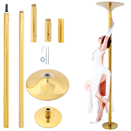 Dance Pole Spinning Static Dancing Pole Portable Removable for Home Club Bar Gym 86.2-109.8' Height Adjustable  Weight Capacity 440lb Gold