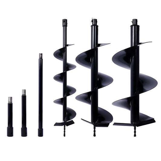 Auger Drill Bit for Planting Hole, Bulb Bedding Digging Post Hole Planting Tool for 3/4' Shaft Auger,Hole Digger Replacement Auger Bits Earth Auger Digging Bit 6IN+10IN+12IN+EXTENSION RODS