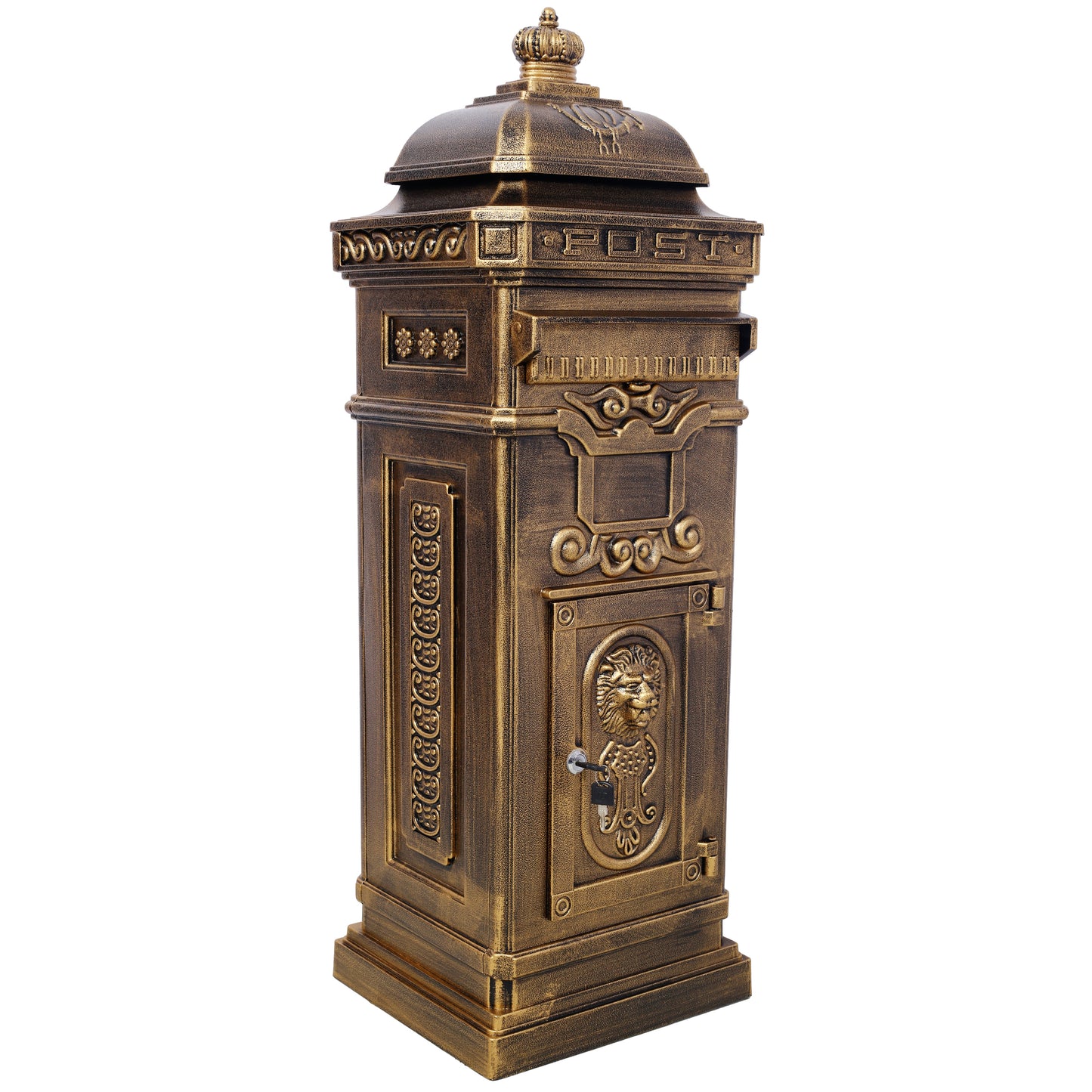 Mailboxs Mailboxes Residential The Court Large-Capacity Letter Box, Garden Floor Safety Mailbox, Outdoor Rainproof Postbox Statue ,color copper