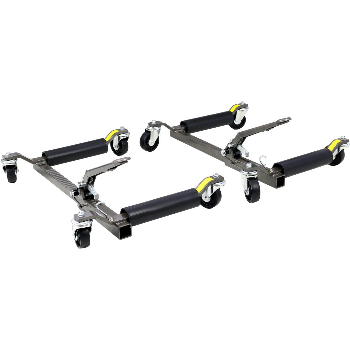 Set of (2) Wheel Dolly Car Skates Vehicle Positioning Hydraulic Tire Jack Ratcheting Foot Pedal Lift Hydraulic Car Wheel Dolly, 1,250lbs