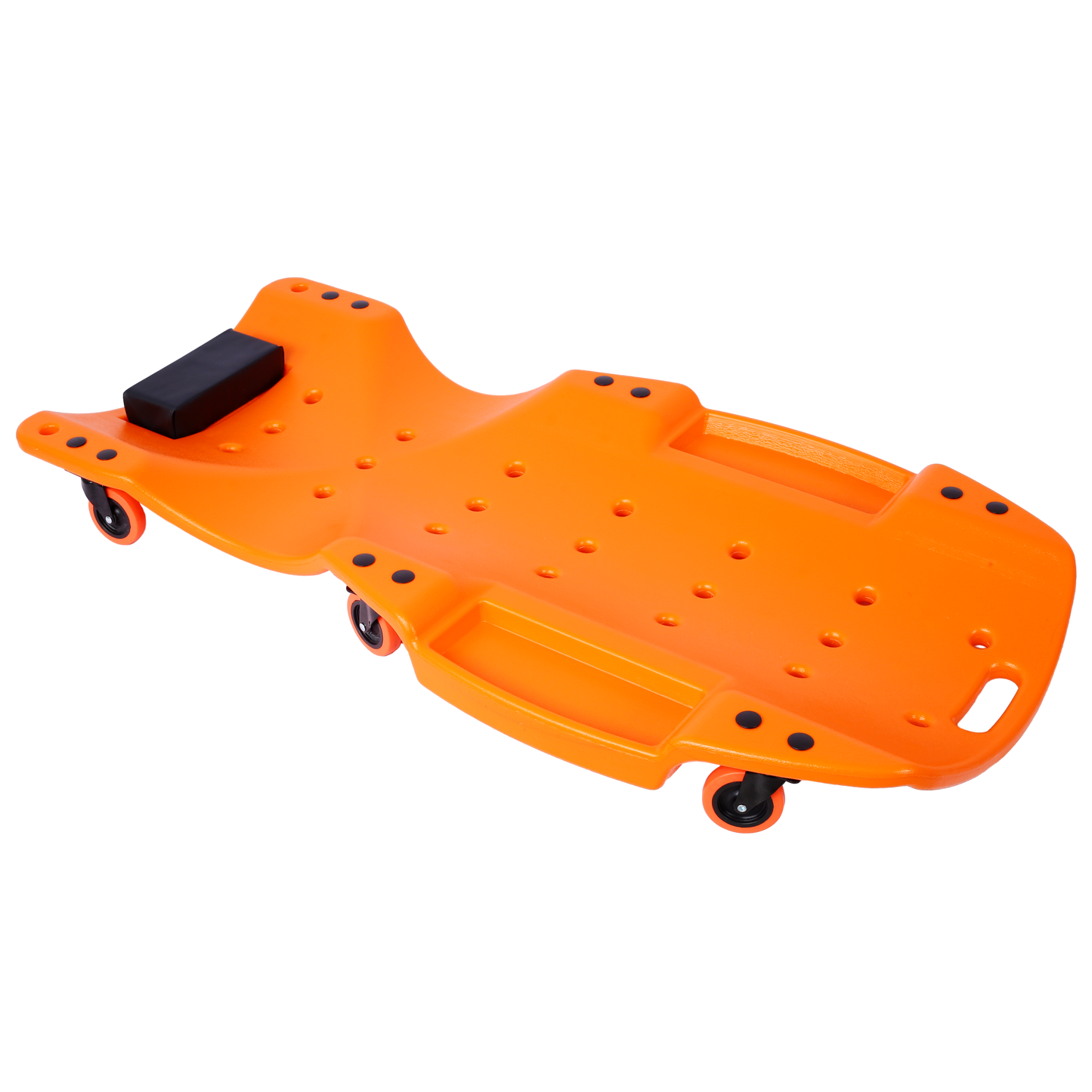 Plastic Creeper 48 Inch - Blow Molded Ergonomic HDPE Body with Padded Headrest & Dual Tool Trays - 440 Lbs Capacity ORANGE