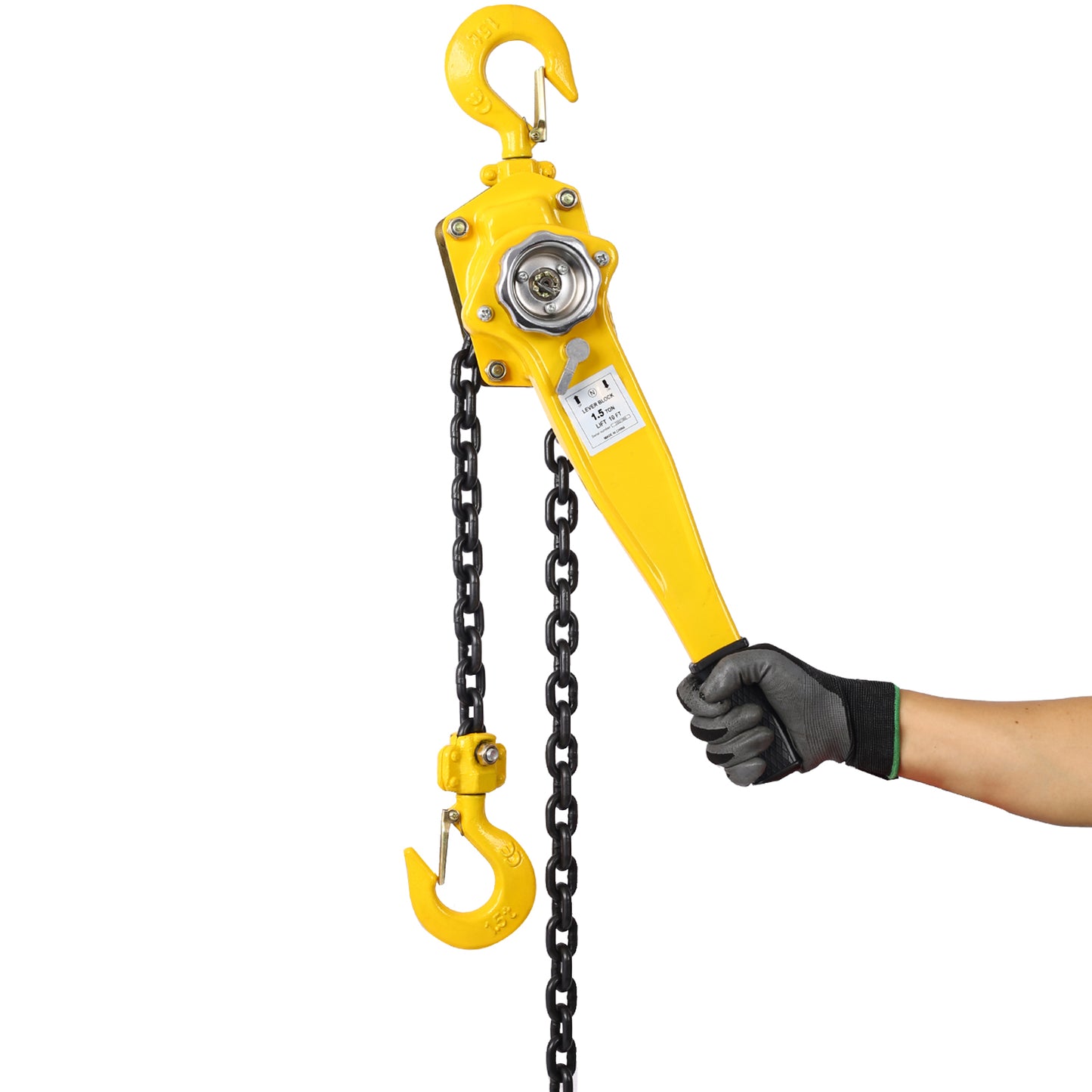 Lever Chain Hoist 1 1/2 Ton 3300LBS Capacity 20 FT Chain Come Along with Heavy Duty Hooks Ratchet Lever Chain Block Hoist Lift Puller