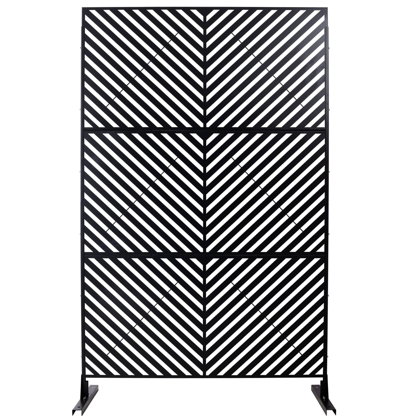 Outdoor & Indoor Privacy Screen Metal Privacy Screen 76' H×48' W, Freestanding Decorative Privacy Screen for Deck Balcony Patio, Privacy Fence Panels for Outside Lawn Garden PS113 BLACK